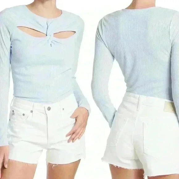 ASTR the Label Twist Cutout Bodysuit in Blue Size Medium NWT - Picture 2 of 8